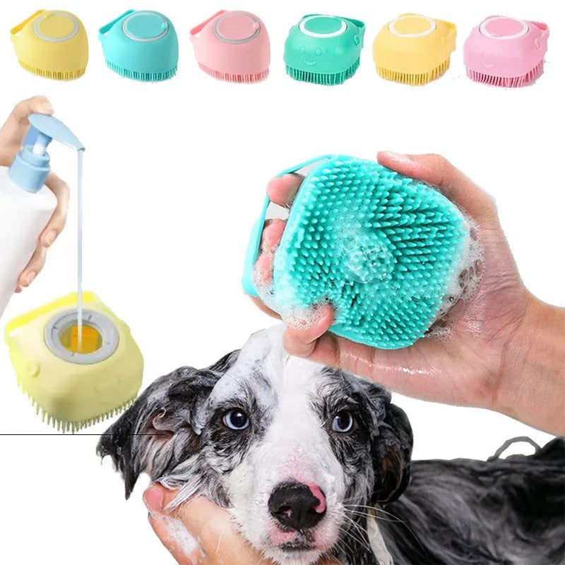 Silicone Pet Bath Brush for Puppy Dogs, 2 in 1 Pet Bath Brush Soft Silicone