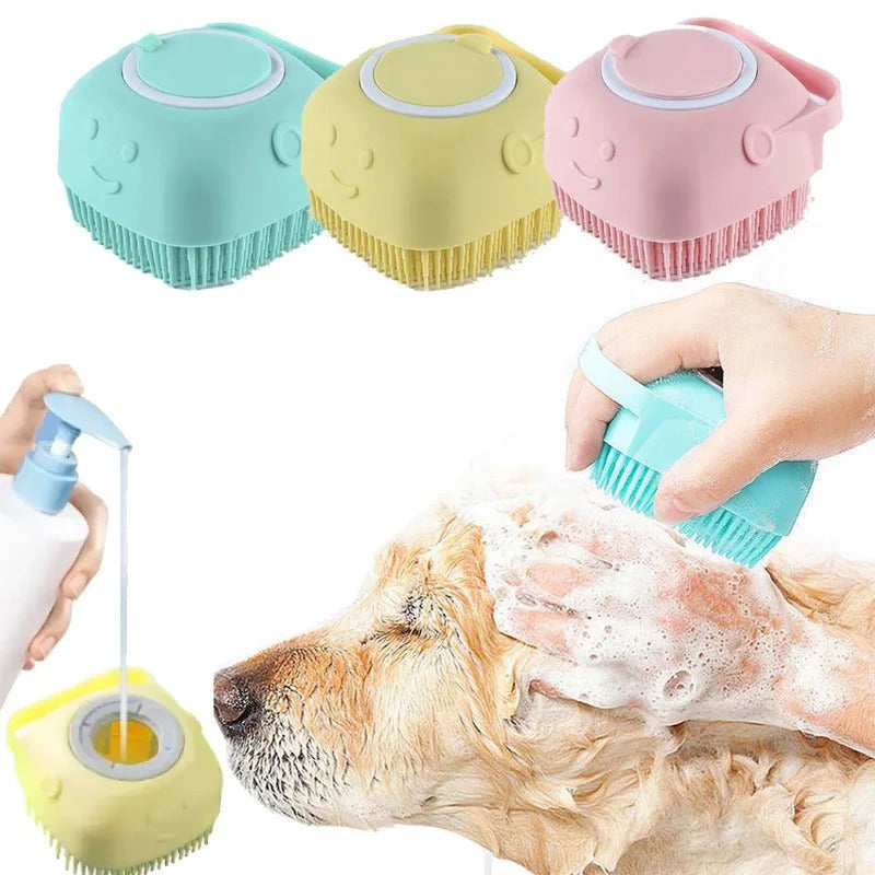 Silicone Pet Bath Brush for Puppy Dogs, 2 in 1 Pet Bath Brush Soft Silicone